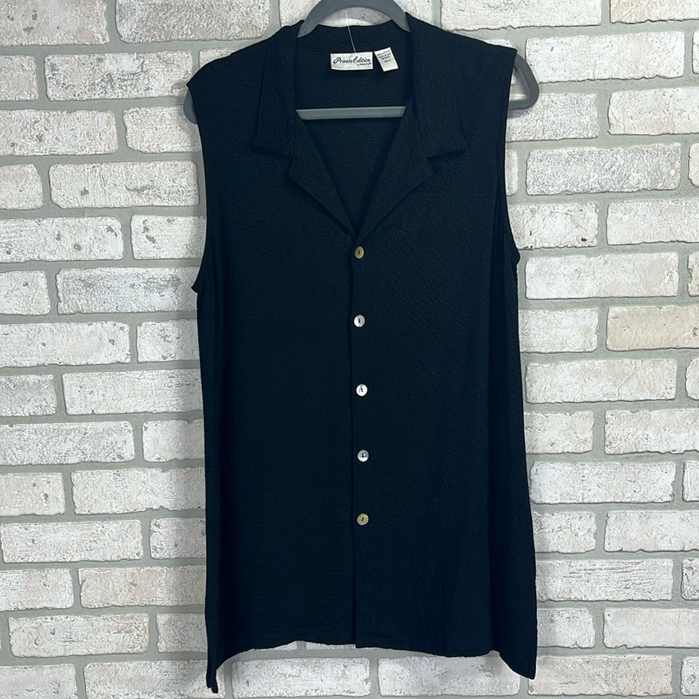 Vintage 90s Private Edition by chicos button down collared sleeveless shirt, 3 L